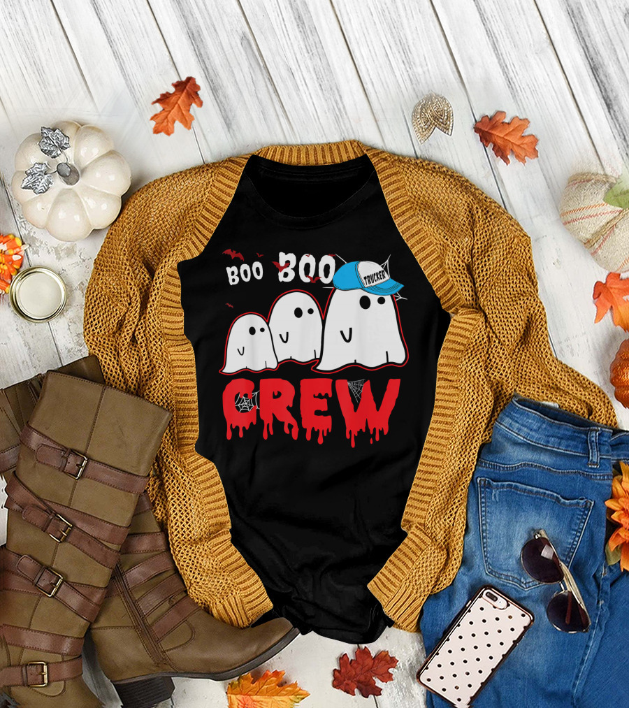 Boo Boo Ghost Crew Trucker Halloween T-Shirt