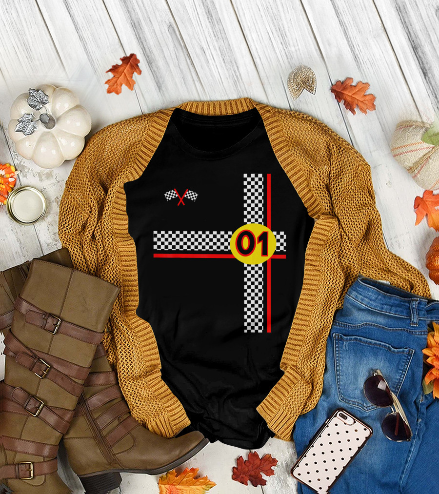 01 Checkered Flag Cross Racing T-Shirt
