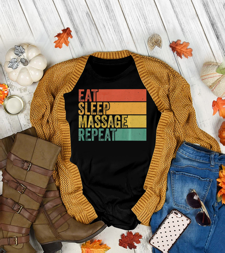Eat Sleep Massage Repeat Vintage Massa T-Shirt