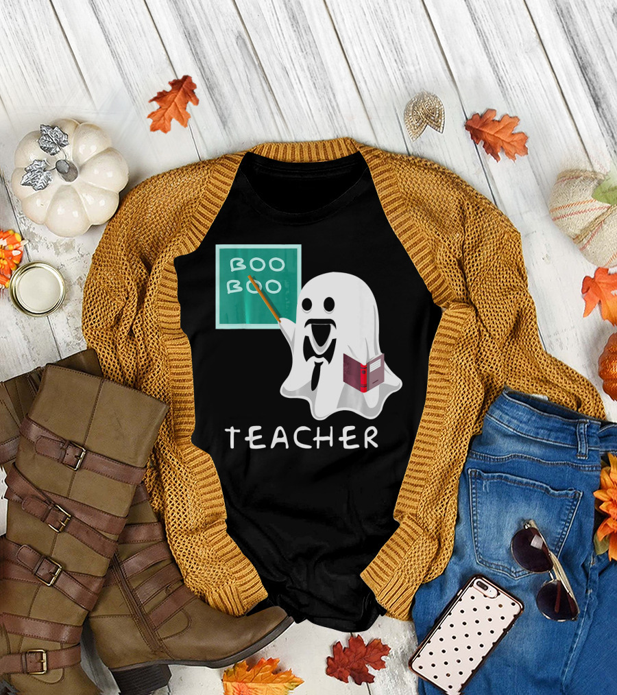Boo Boo Teacher Ghost with Chalkboard and Book T-Shirt