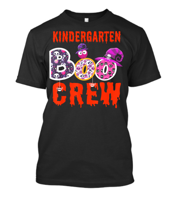 Kindergarten Boo Crew Halloween Teacher Ghosts And Skulls T-Shirt
