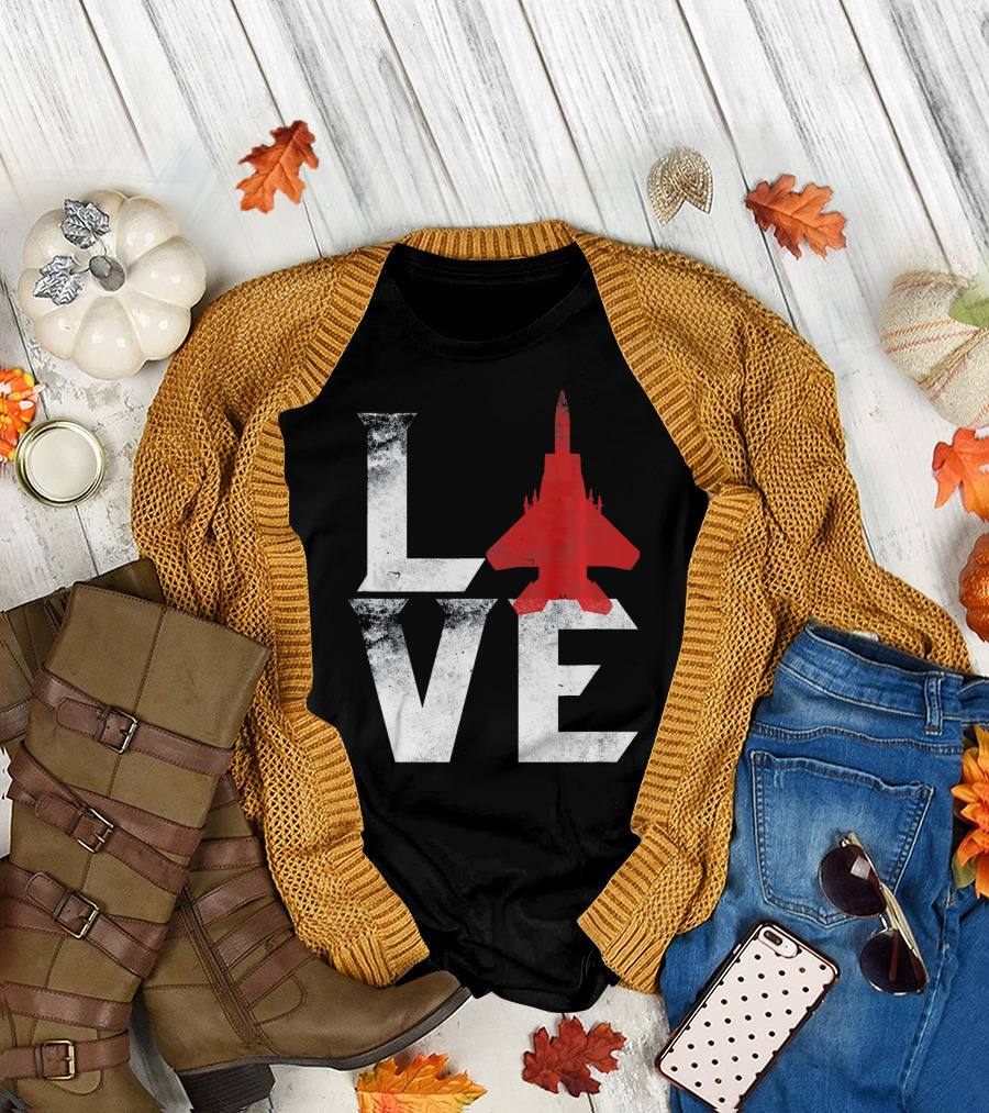 LOVE American Military Aircraft Pilot Jet T-Shirt