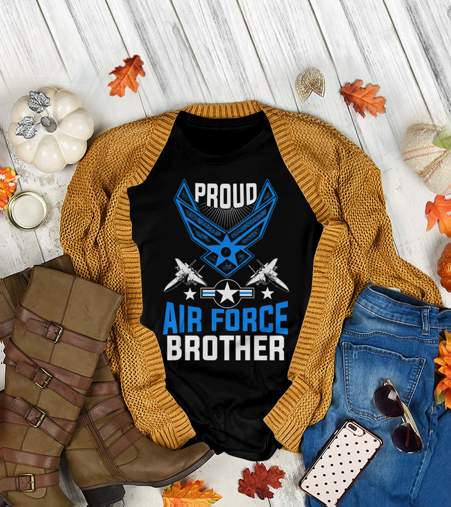 Proud Air Force Brother with Jets and Emblem T-Shirt
