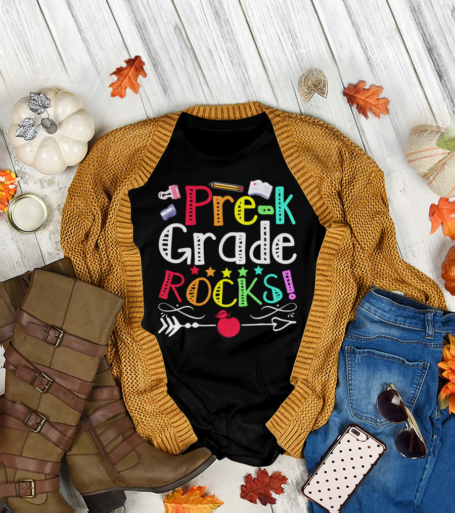 Pre K Grade Rocks Back to School Kids Boy T-Shirt
