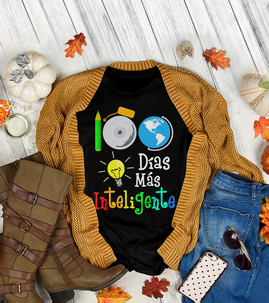 100 Días Más Inteligente Con Lápiz Mundo y Bombilla T-Shirt