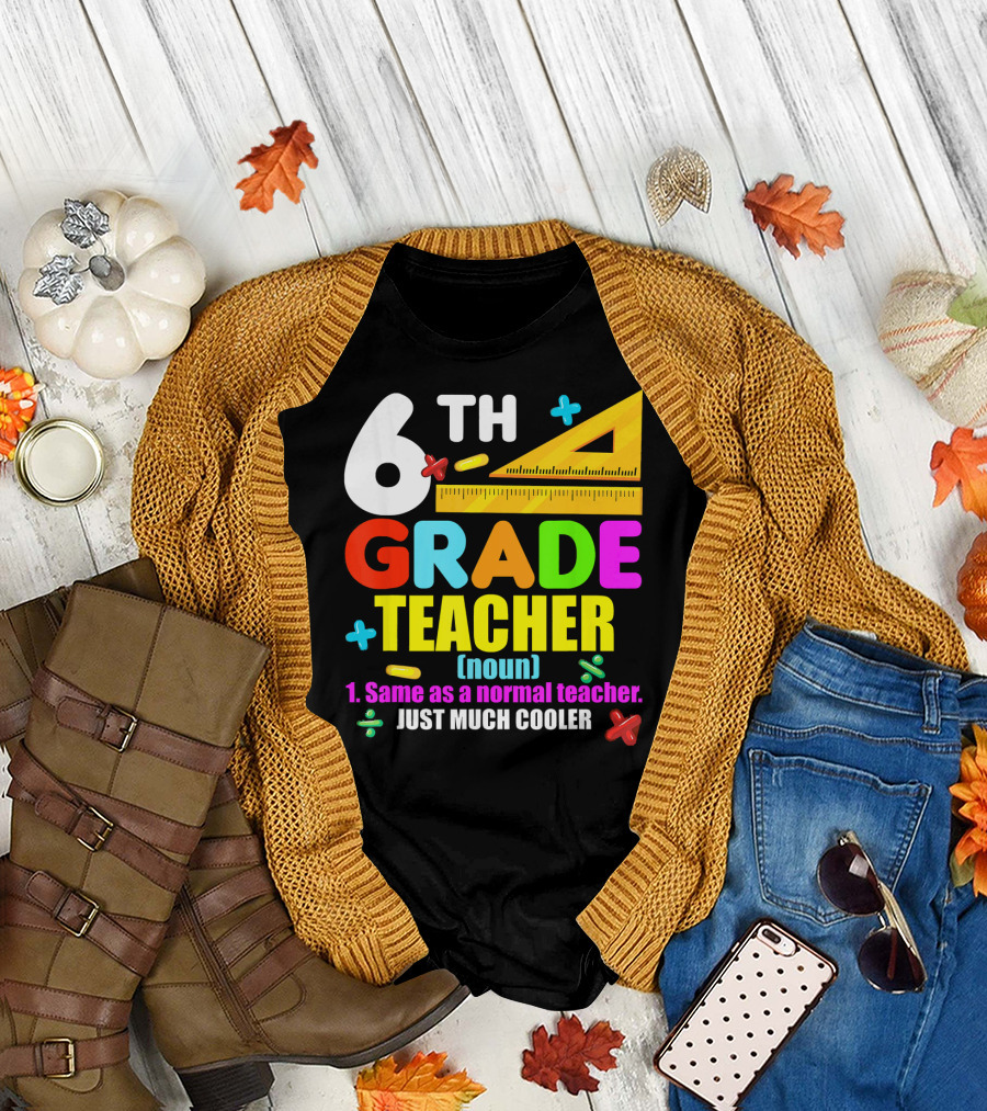 6th Grade Teacher Definition Ruler Cool Math Icons T-Shirt