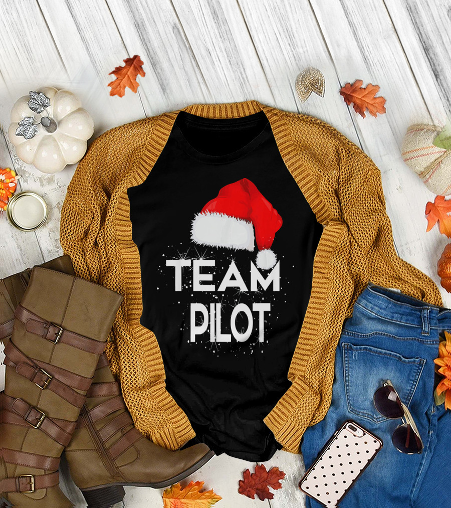 Team Pilot Christmas Family Matching Paj Santa Hat T-Shirt