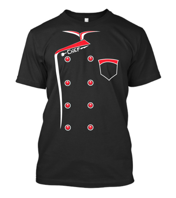 Chef Uniform Jacket With Red Buttons And Fork T-Shirt