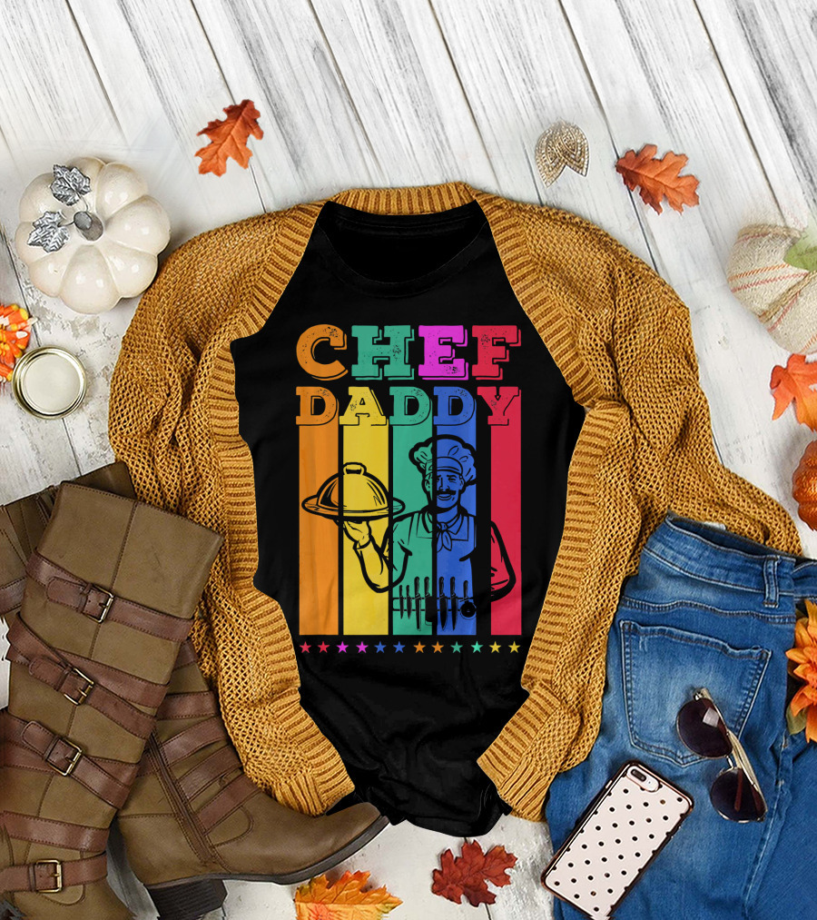 Chef Daddy Cooking Tools USA Rainbow Stars T-Shirt