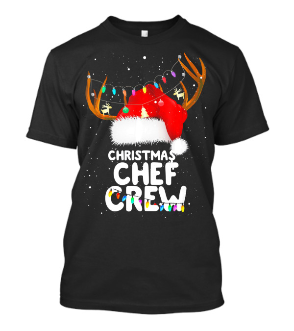 Christmas Chef Crew Santa Hat Reindeer Lights T-Shirt