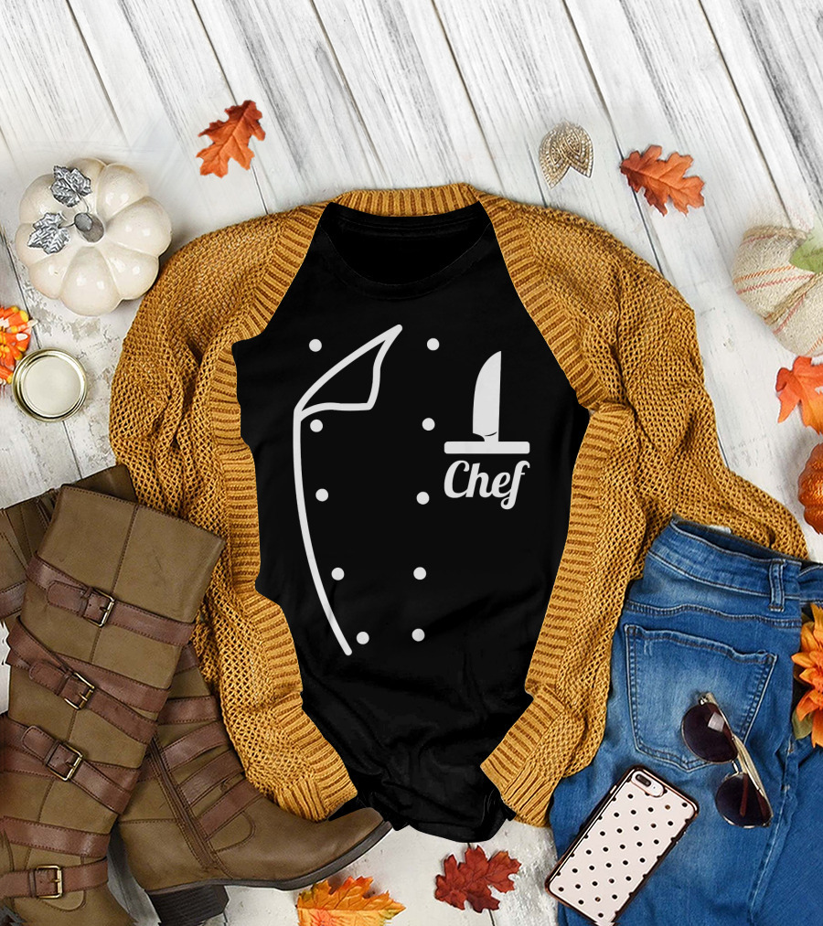 Funny Chef Uniform Faux Knife Chef T-Shirt