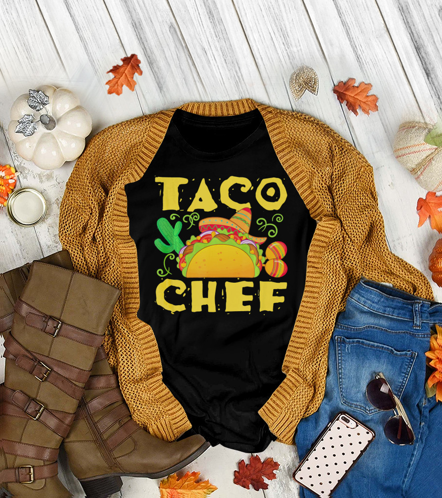 Taco Chef Sombrero Cactus Mexican Food T-Shirt