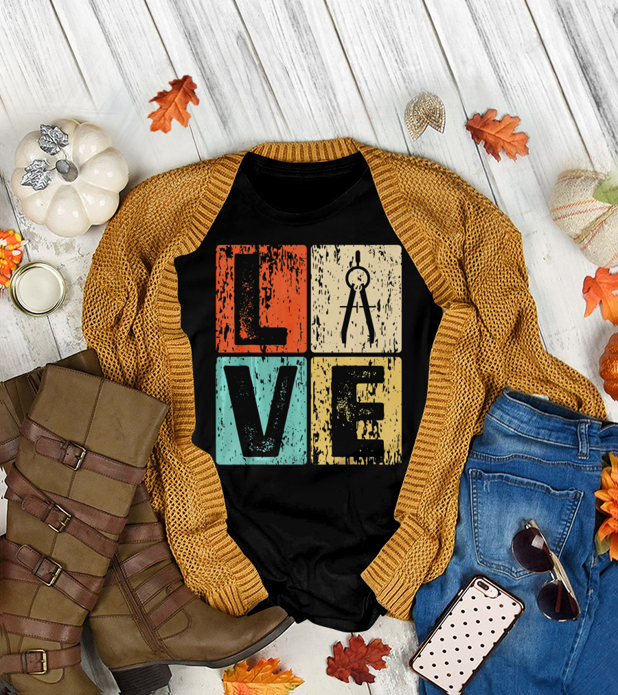 Vintage Love Architect Funny Vintage Architectur with Compass T-Shirt