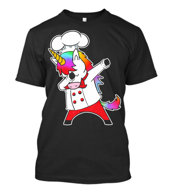 Unicorn Dabbing Chef Hat Rainbow Mane Cooking T-Shirt