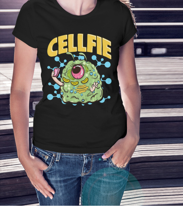 CELLFIE Science Chemistry Cell Sel Monster Icon With Phone T-Shirt