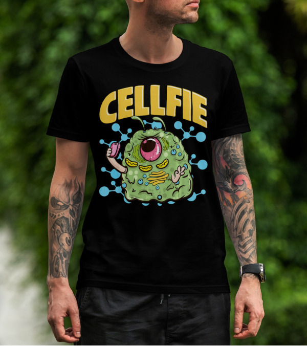 CELLFIE Science Chemistry Cell Sel Monster Icon With Phone T-Shirt