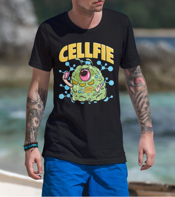 CELLFIE Science Chemistry Cell Sel Monster Icon With Phone T-Shirt