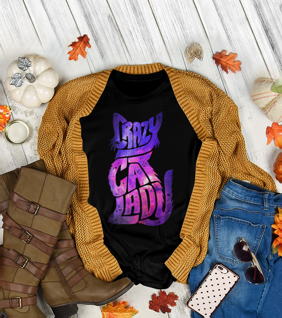 Crazy Cat Lady Purple Galaxy T-Shirt
