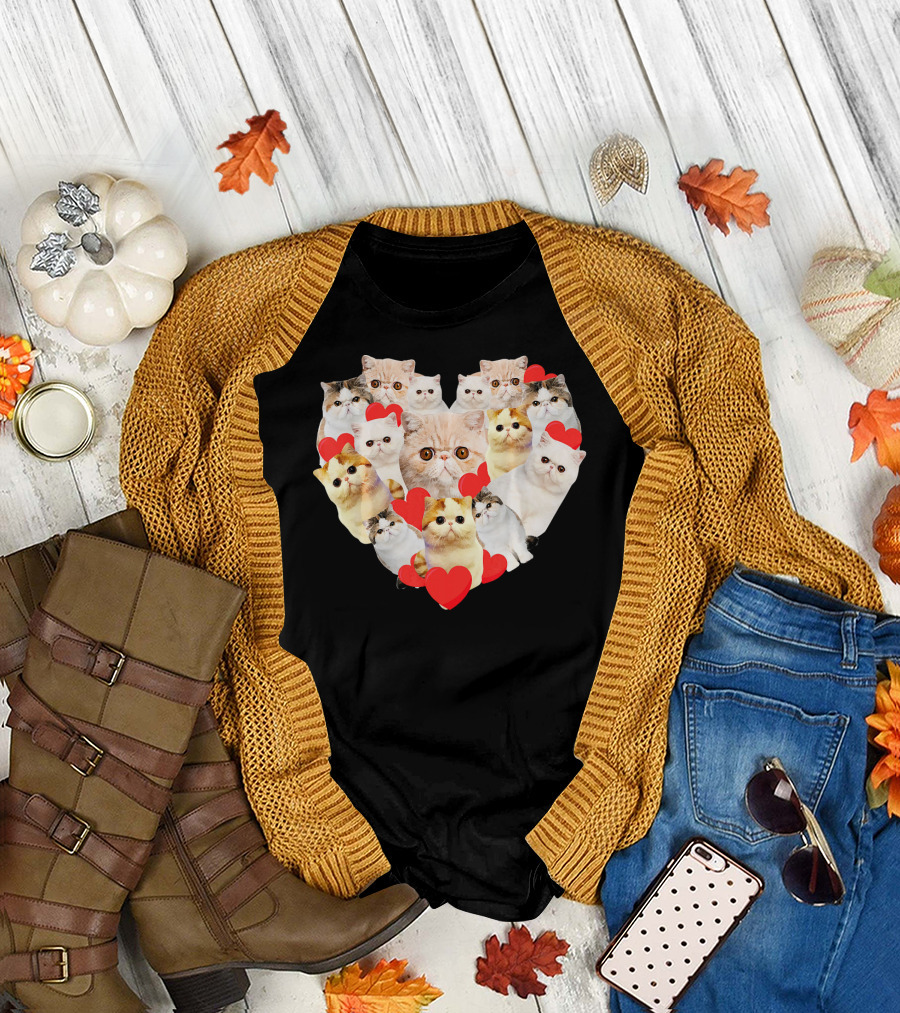 Valentines Day Exotic Cat Heart Love Kittens T-Shirt