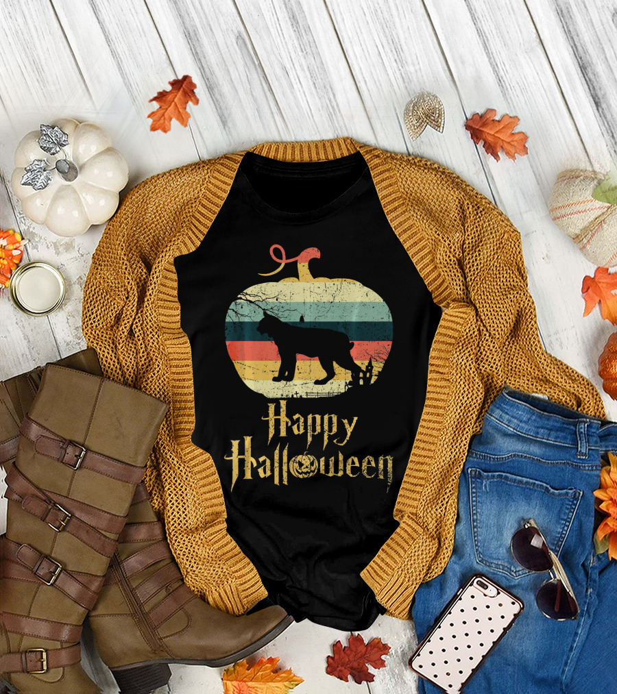 Happy Halloween LYNX in Pumpkin Vintage Retro T-Shirt