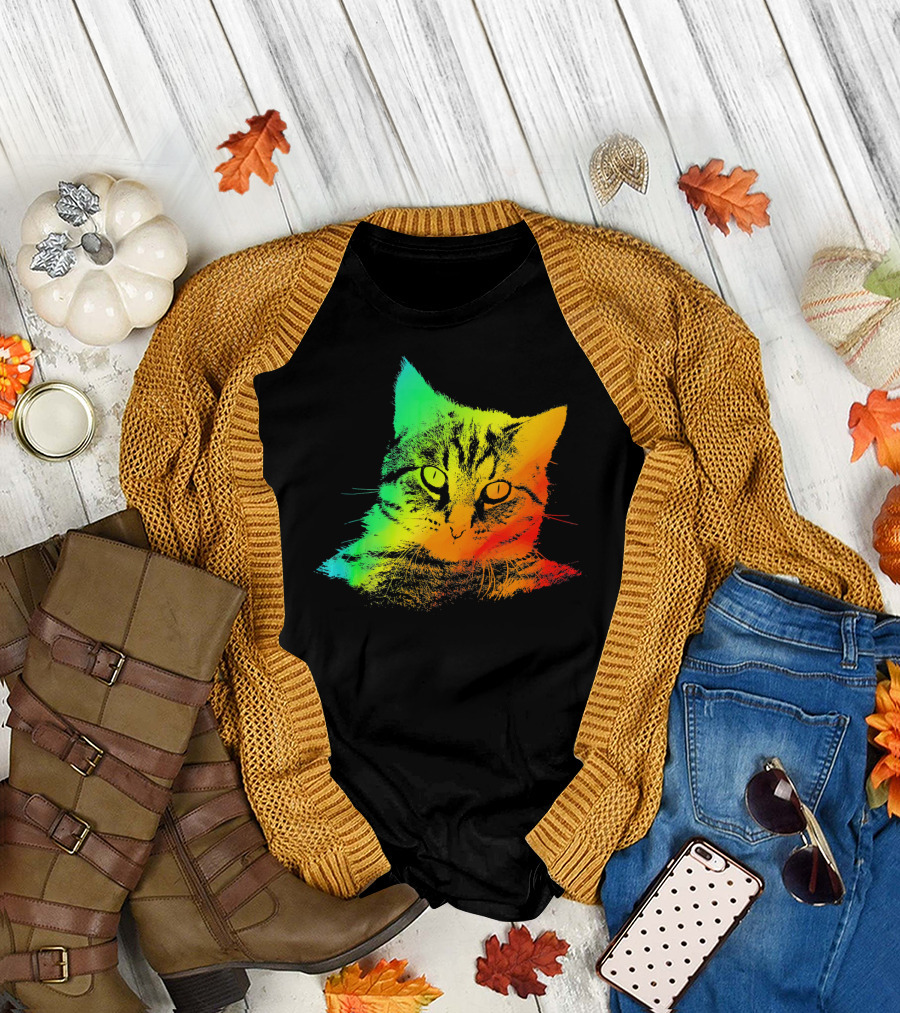 BENGAL CAT Vivid Rainbow Colors T-Shirt