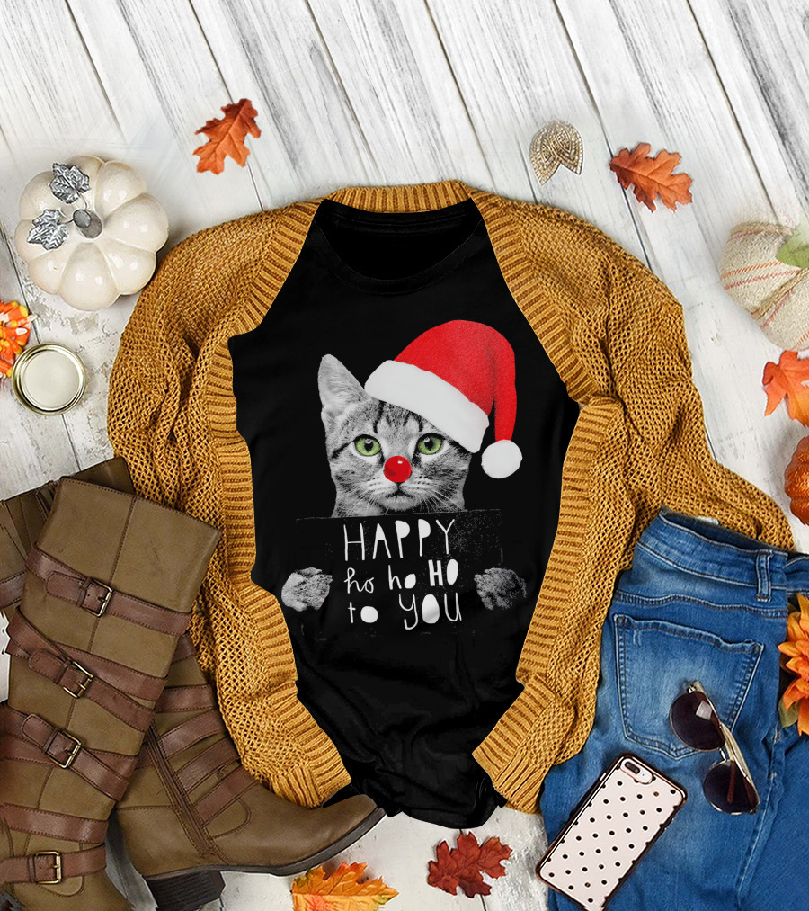 Happy Ho Ho Ho to You Christmas Cat Kitten T-Shirt
