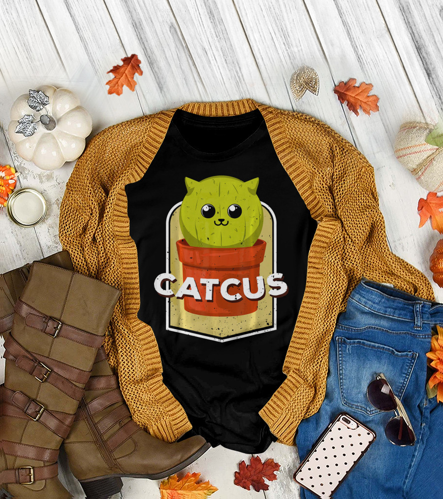 Catcus Cute Cat Pun for Kitten Lovers T-Shirt