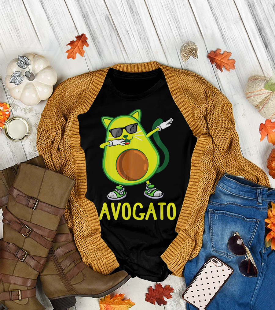 Funny Kitten Dabbing Avogato Cinco De Mayo Cat Avocado T-Shirt