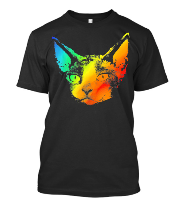 DEVON REX Cat Vibrant Rainbow Colors T-Shirt