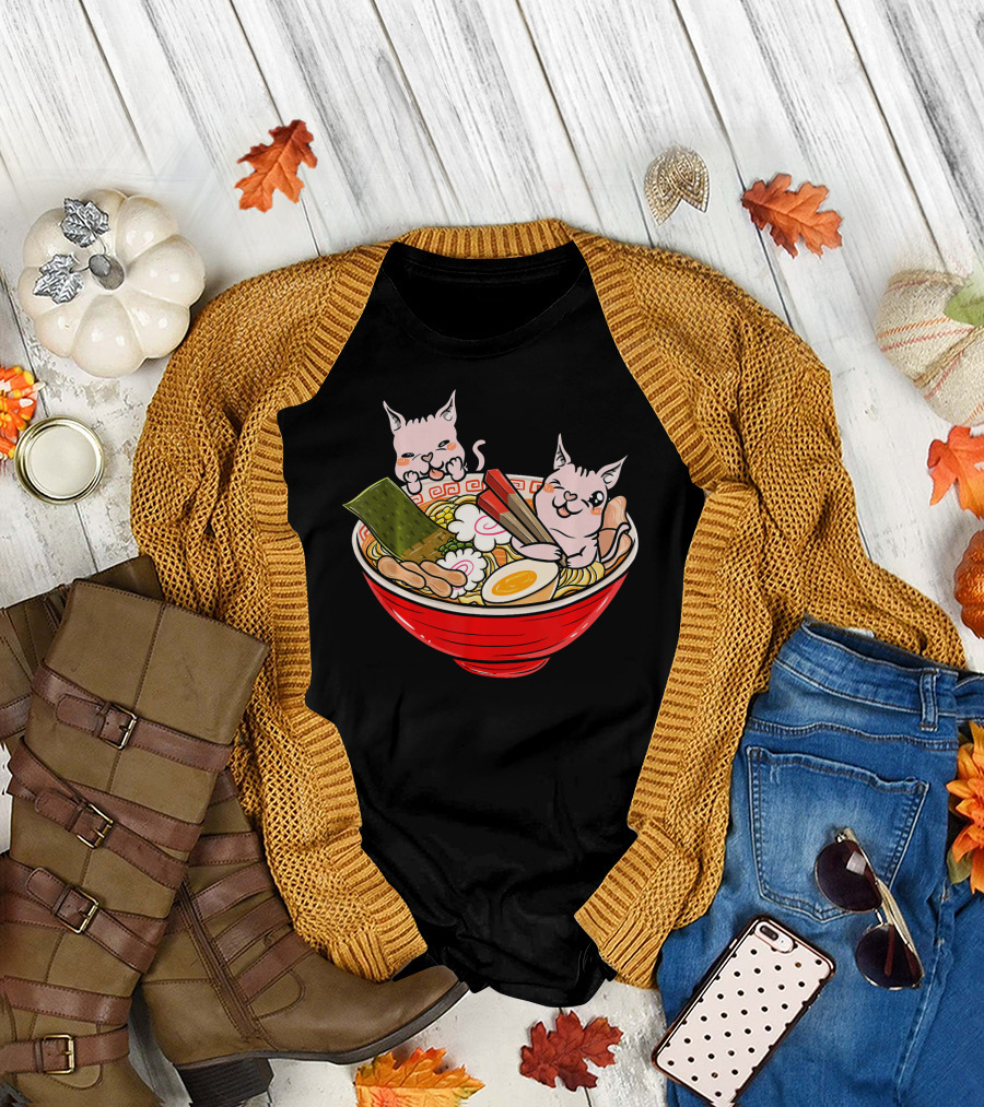 Sphynx Cat Kawaii with Japanese Ramen Bowl T-Shirt