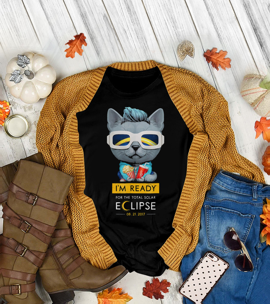 I'm Ready for the Total Solar Eclipse Russian Blue Cat 08.21.2017 T-Shirt