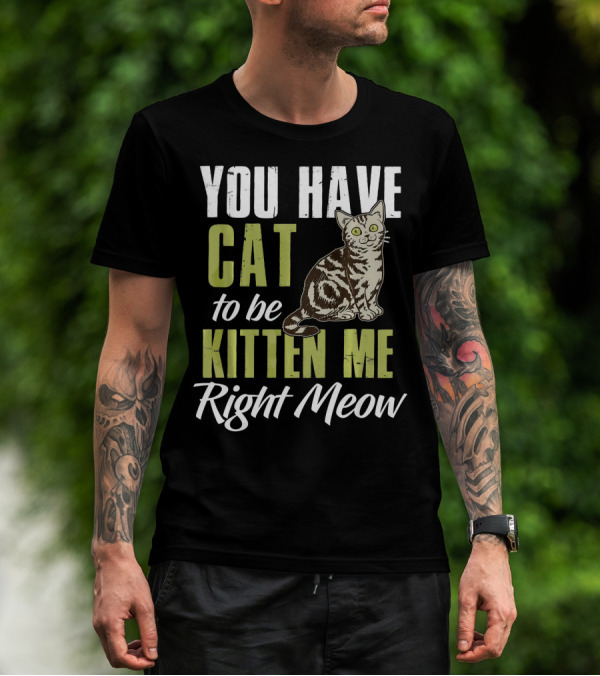 You Have Cat To Be Kitten Me Right Meow With Cute Illustrated Cat T-Shirt