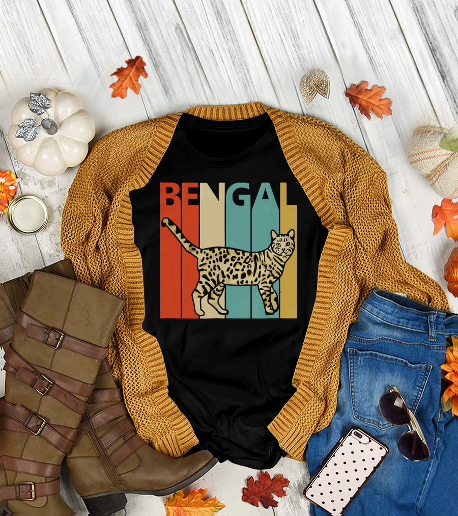 Bengal Cat Retro Vintage Stripes T-Shirt