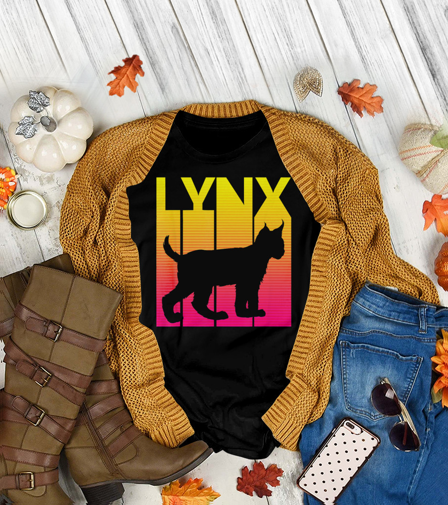 LYNX Silhouette Retro Spooky Lynx Cat T-Shirt