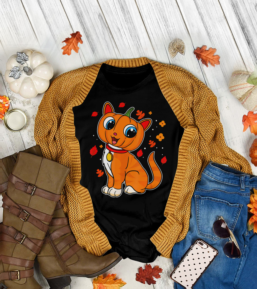 Halloween Kitten Pumpkin Cat T-Shirt