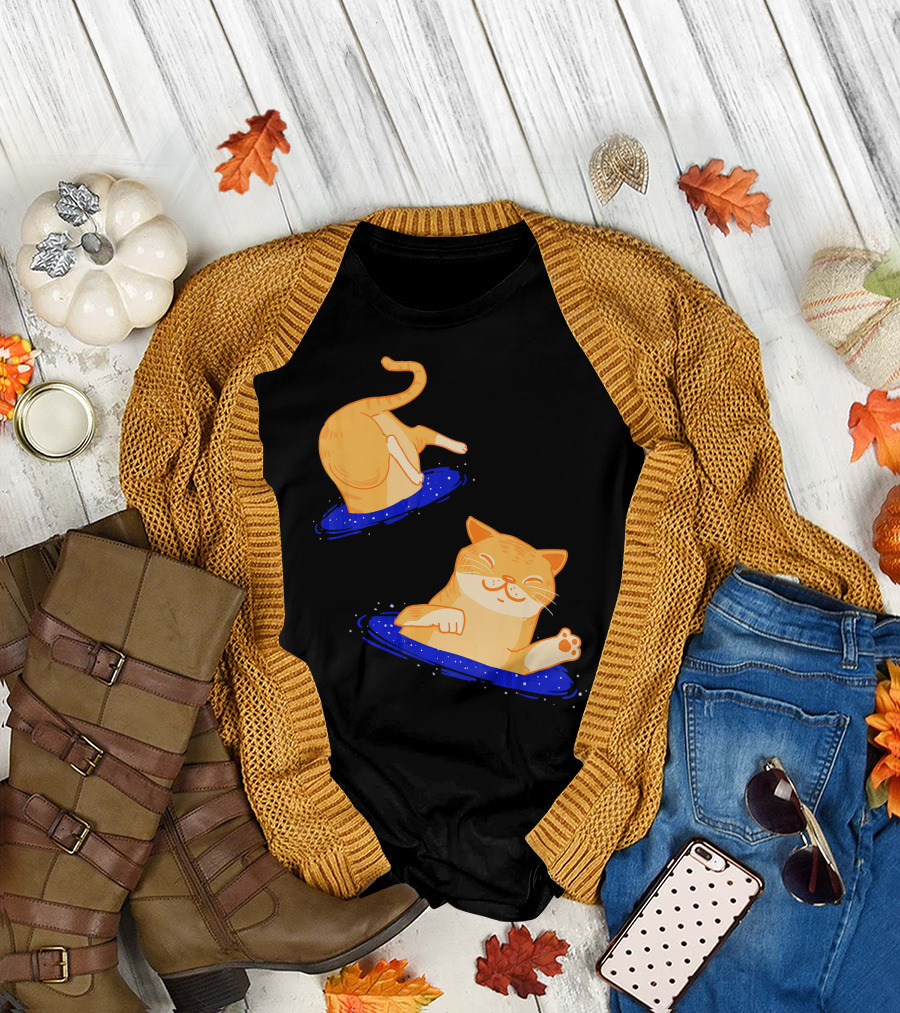Funny Cat Entering Black Hole Delight T-Shirt