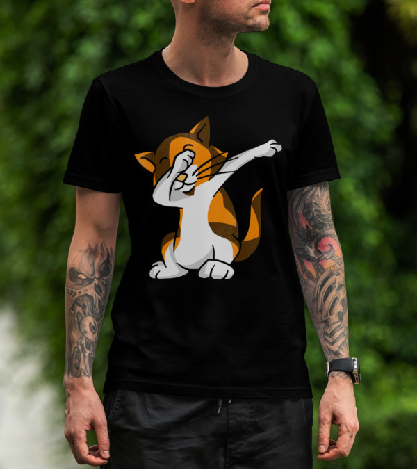 Dabbing Calico Cat Cartoon Dance Movement T-Shirt