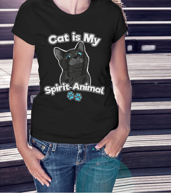 Cat Is My Spirit Animal Funny Kitty With Cute Paw Prints T-Shirt
