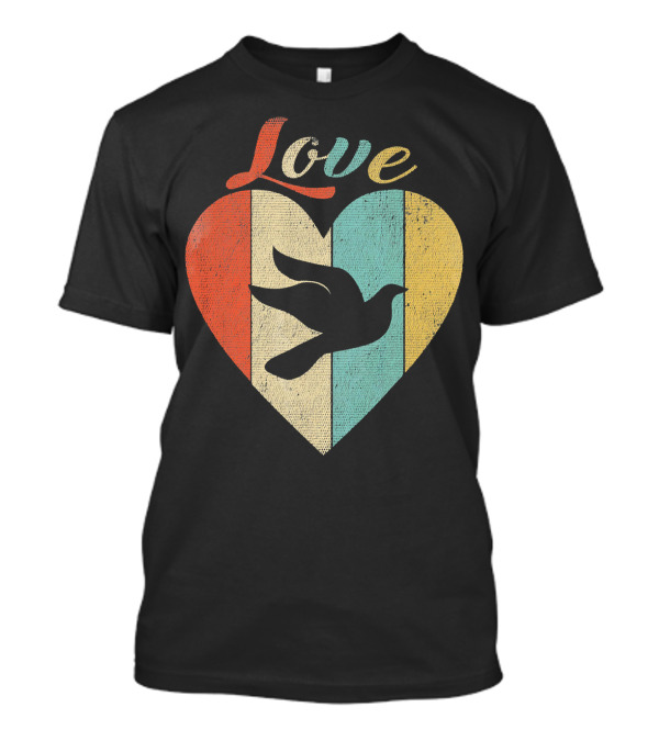 Love Dove Heart Vintage Retro Stripes T-Shirt