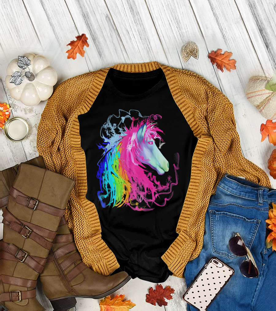 Colorful Rainbow Beautiful Horse Vibrant Mane T-Shirt