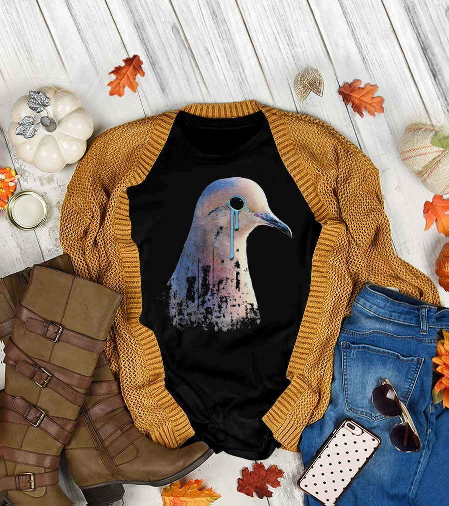 Doves Cry Pigeon Bird Lover Teardrop T-Shirt