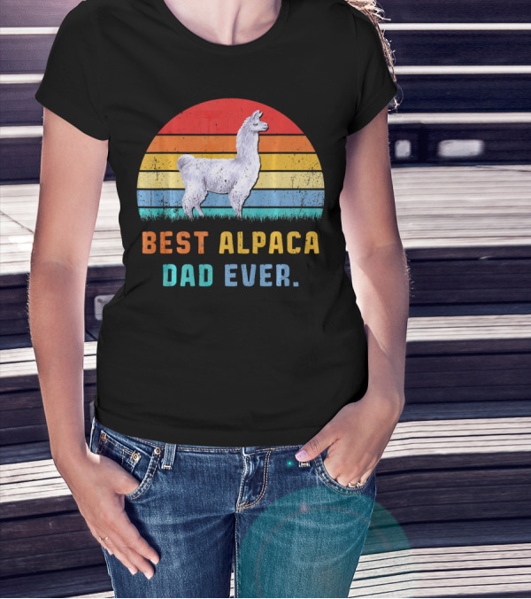 Best Alpaca Llama Dad Ever Retro Animal Love T-Shirt