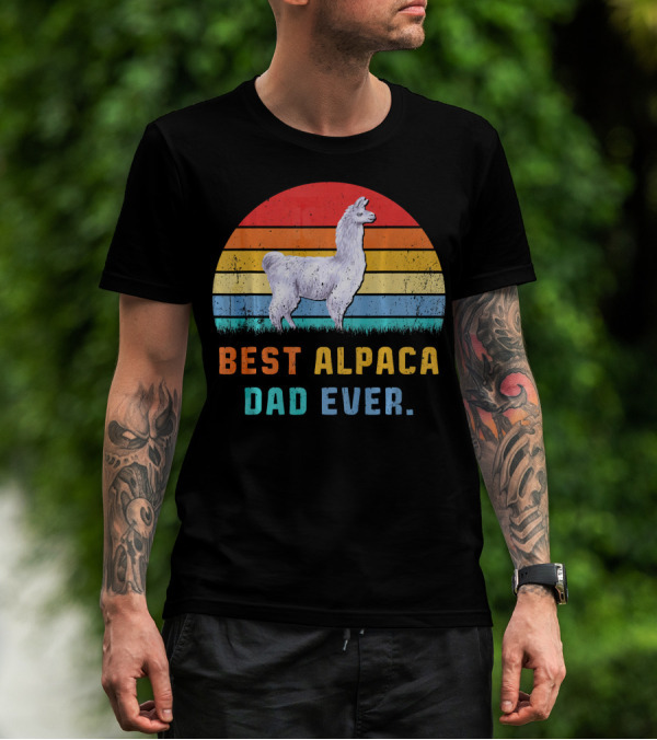 Best Alpaca Llama Dad Ever Retro Animal Love T-Shirt