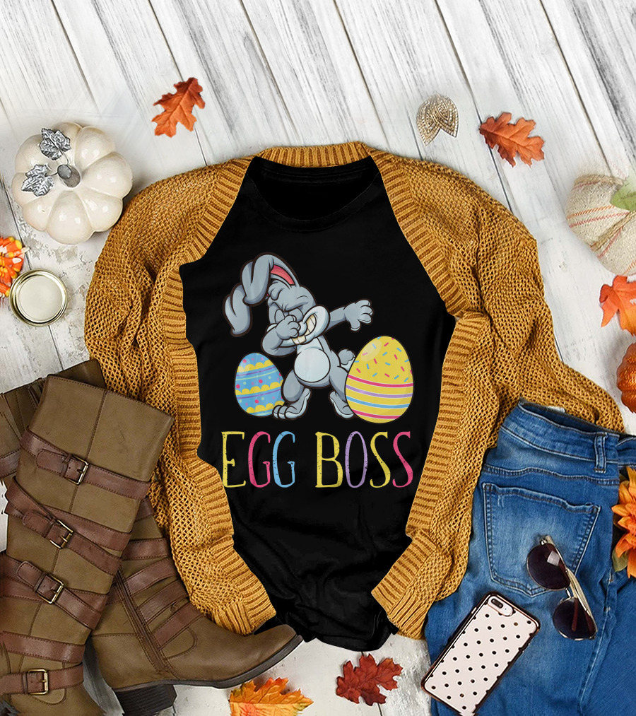 Egg Boss Dabbing Bunny with Colorful Easter Eggs T-Shirt