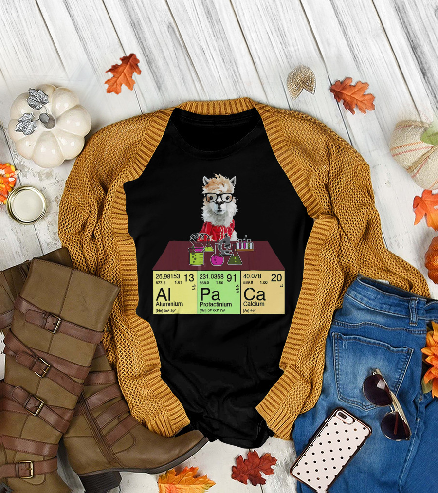 Chemistry Alpaca Al Pa Ca Aluminium Protactinium Calcium Science Lover T-Shirt