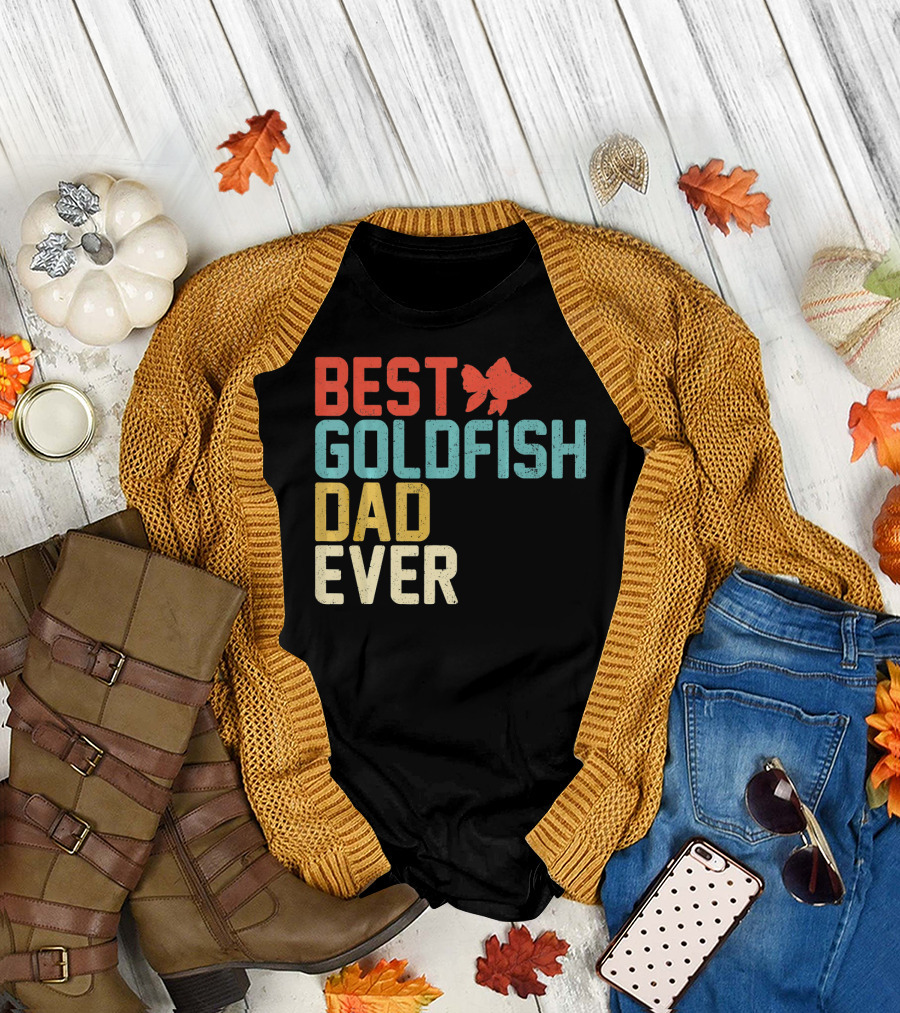 Best Goldfish Dad Ever Colorful Text with Fish T-Shirt