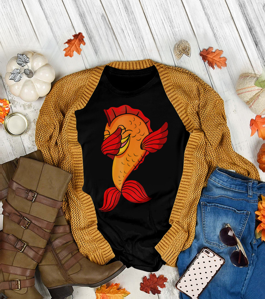 Dabbing Orange Goldfish Koi Carp Dab Dance Pose T-Shirt