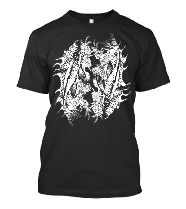 Adult Coloring Book Koi Fish Floral T-Shirt