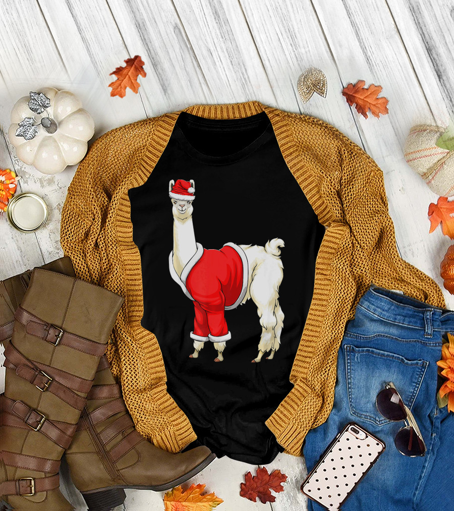 Christmas Llama Alpaca Santa Xmas Celeb Festive Holiday Suit T-Shirt