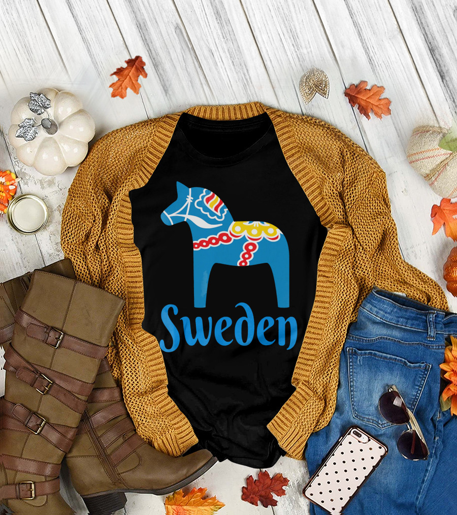 Dala Horse Sweden Blue Dalarna Sweden Horse Dal T-Shirt